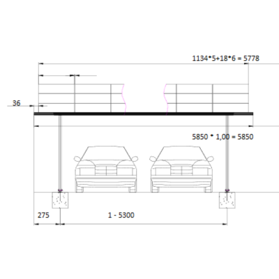 Estructura Carport 15 Paneles / 2 Autos